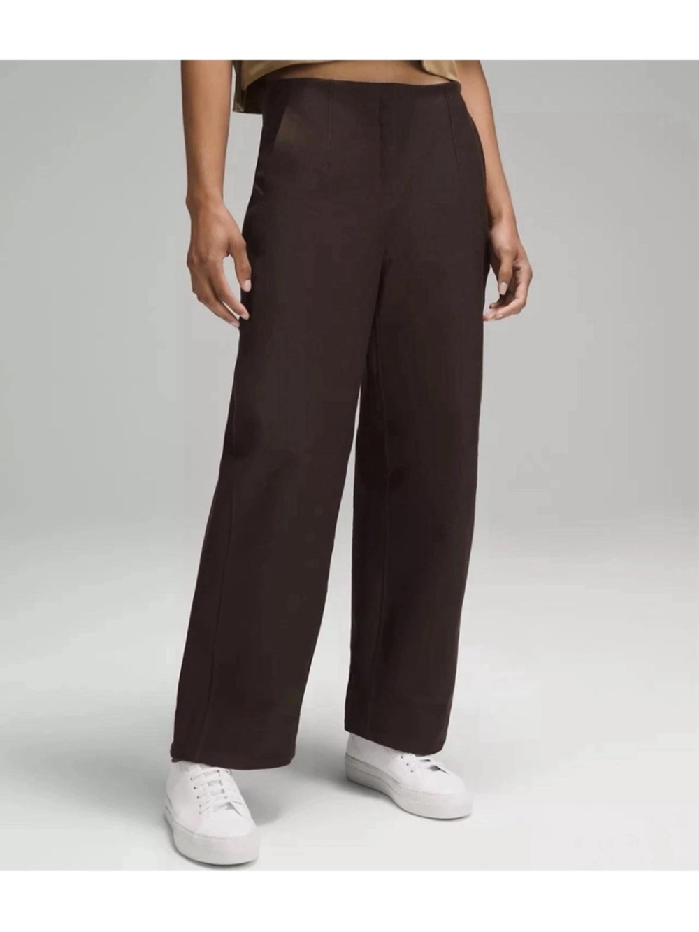 lululemon athletica Wide Leg Ankle Cropped Pants in Dark Brown